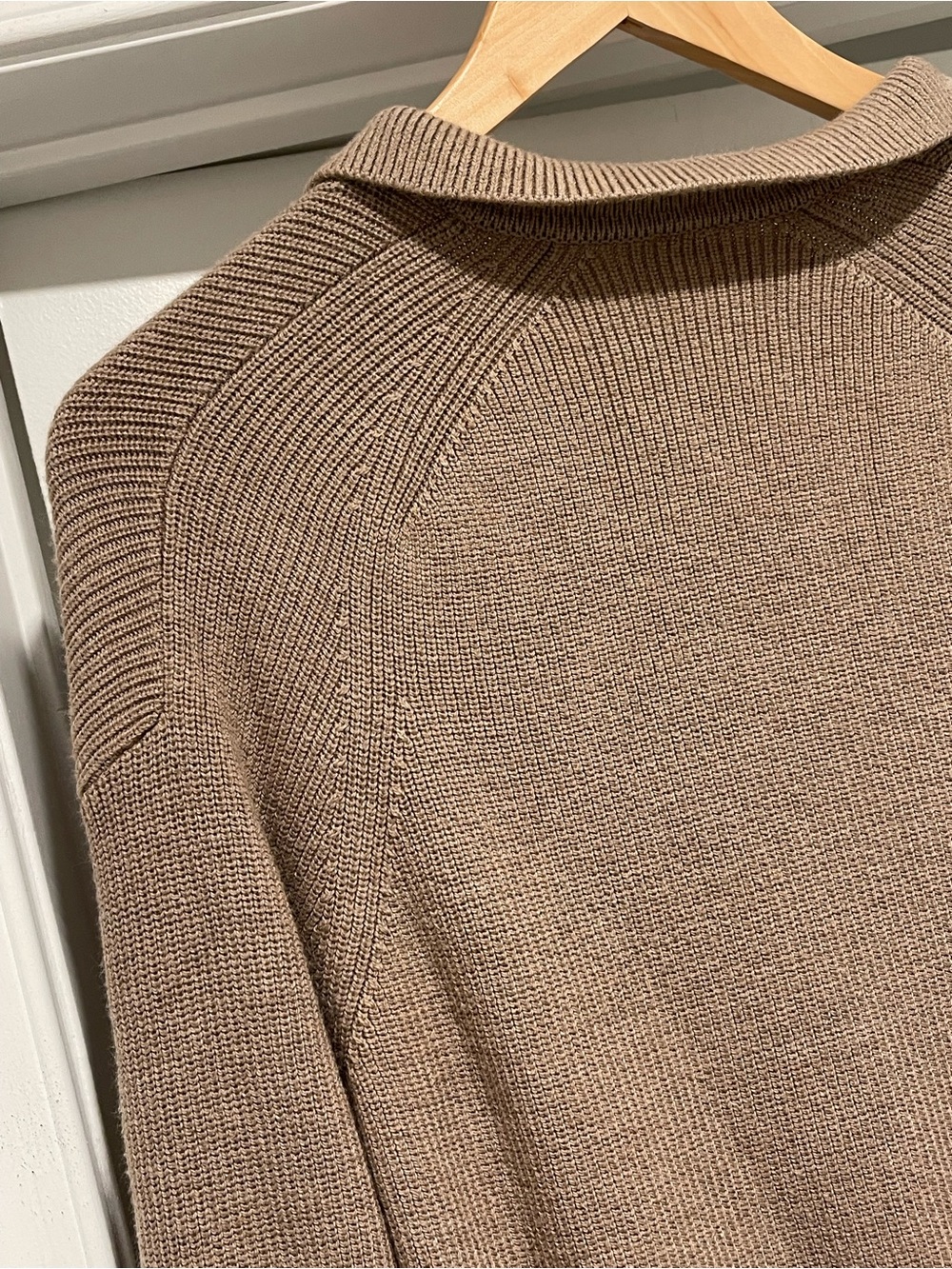 Lululemon Collared Merino Wool-Blend Sweater Heathered Beech Wood Size XS - Picture 10 of 12